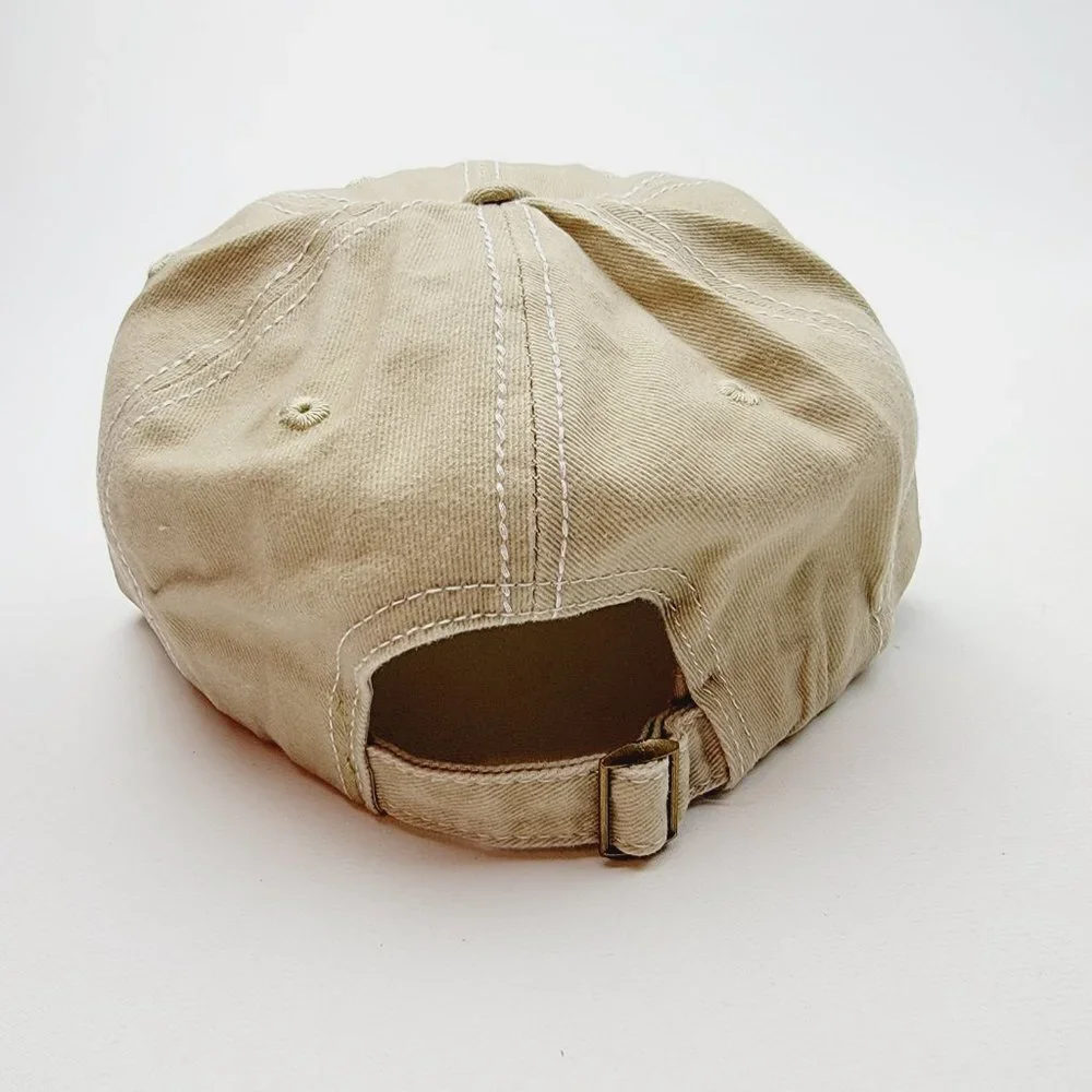 Dog Mom Distressed Relaxed Buckle Strap Full Cover Baseball Hat Cap Tan